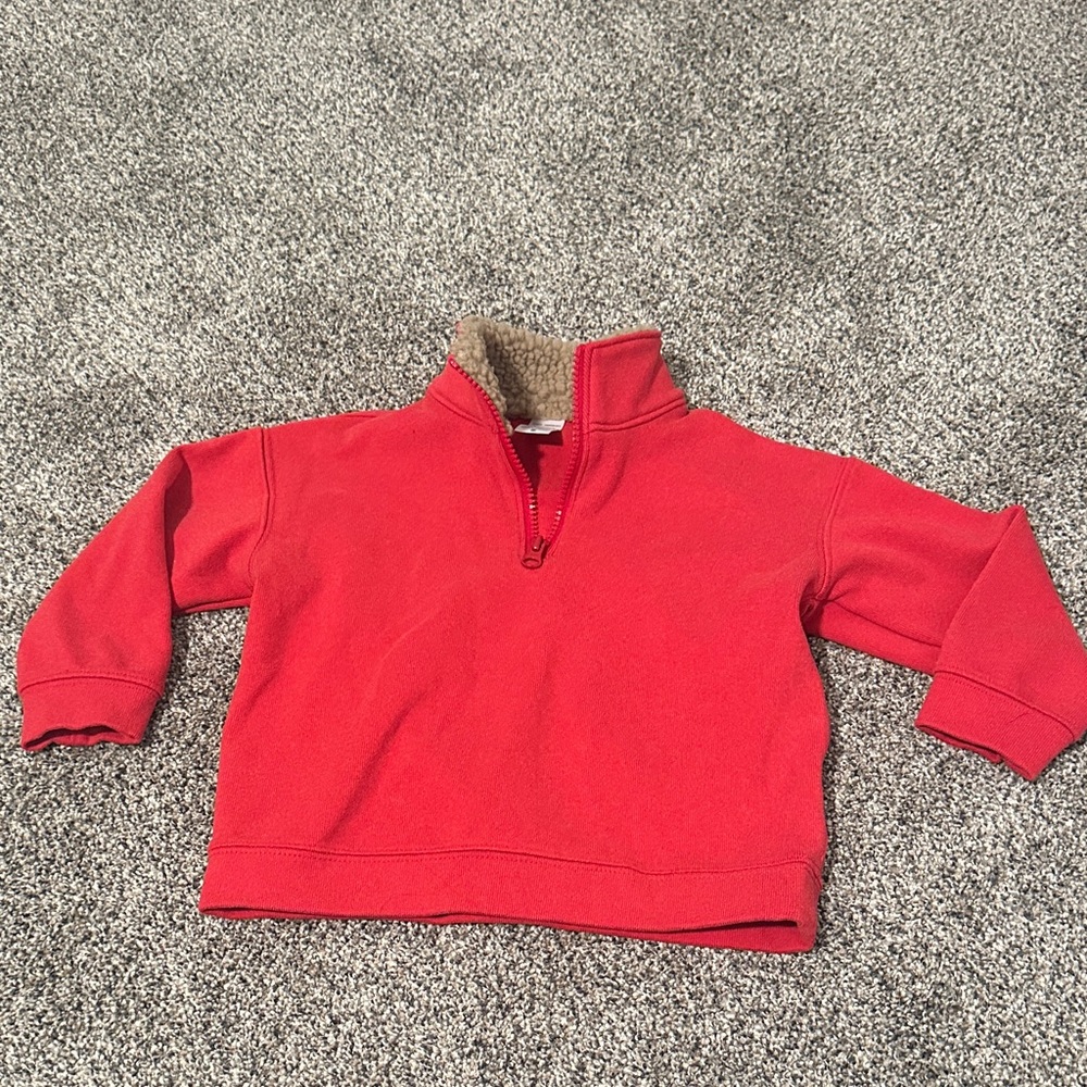 Carter's Bright Red Sherpa-Lined Half Zip Pullover